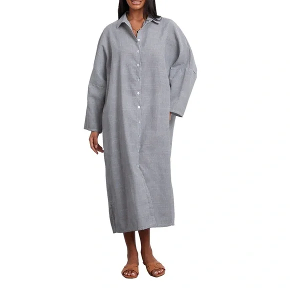 Gray Button-Up Maxi Dress Size Small - Picture 5 of 13